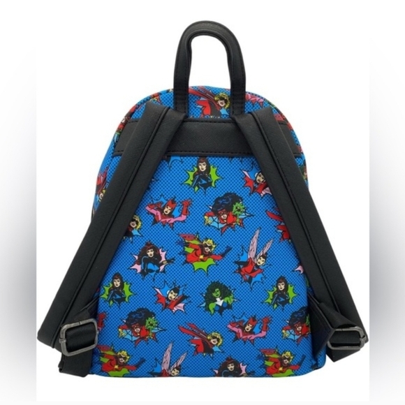 Loungefly Blue Marvel Superhero Mini Backpack with Multicolor Comic Print Nwt main image 4
